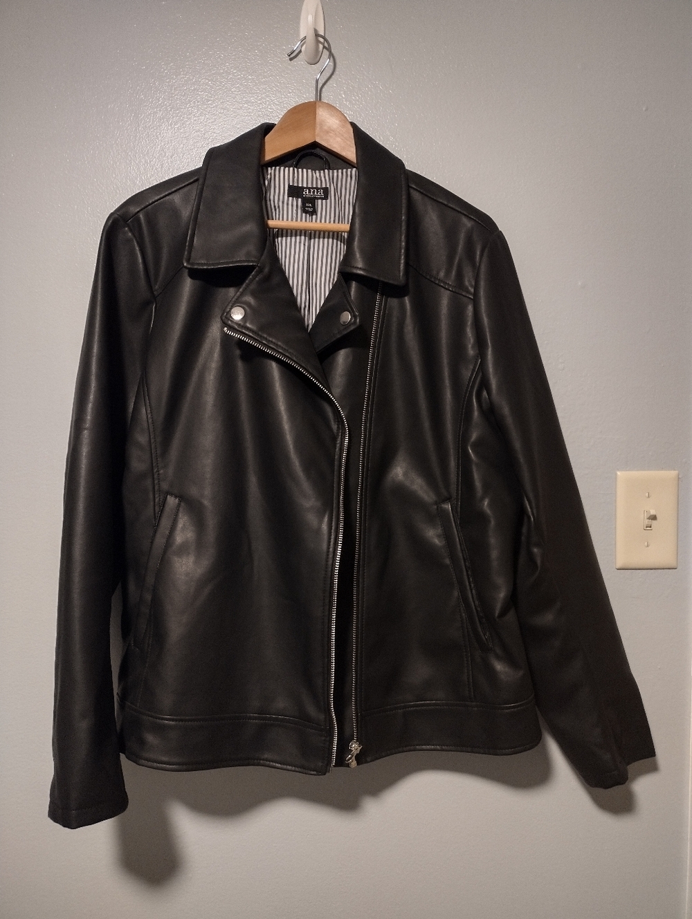 a.n.a Black Faux Leather Moto Biker Jacket